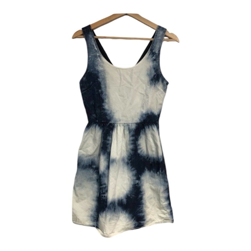 American Eagle Outfitters Dress Size 2 Blue Tie Dye Denim Sleeveless A-line Mini